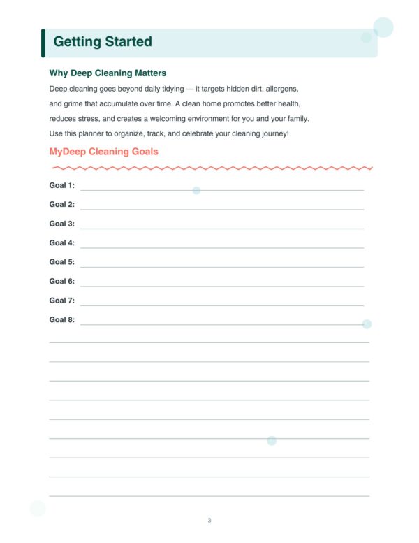 3 Deep Cleaning Planner