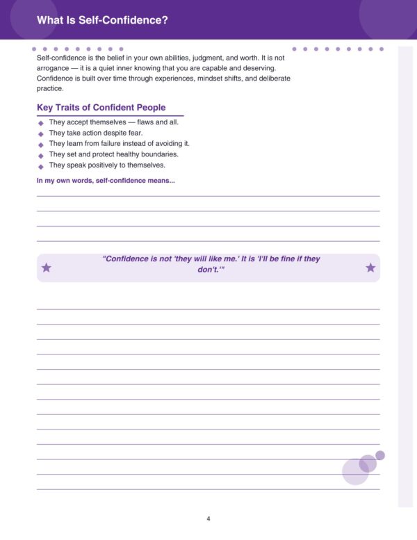 4 Self Confidence Workbook