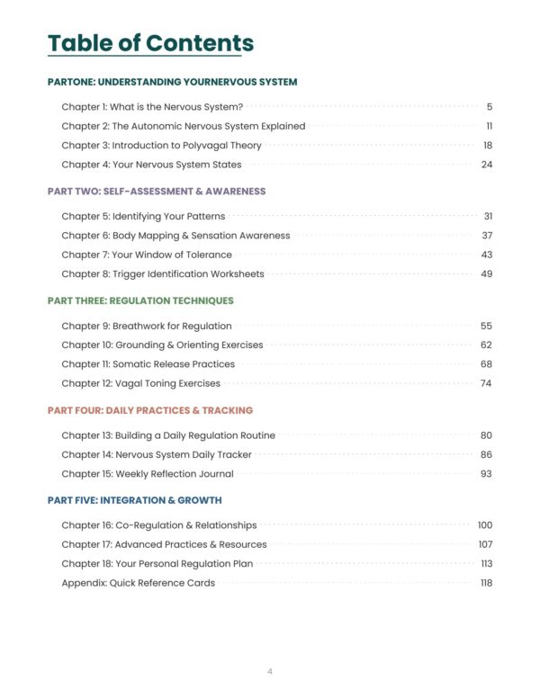 Nervous System Regulation Workbook