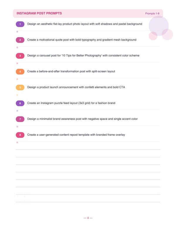 4 Social Media Design Prompt Planner
