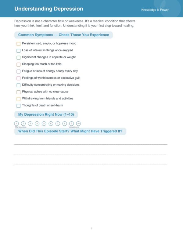 4 depression relief workbook