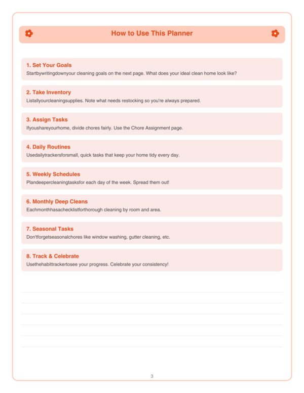 Home Cleaning Schedule Planner