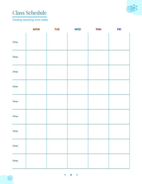 5 Teacher Planner