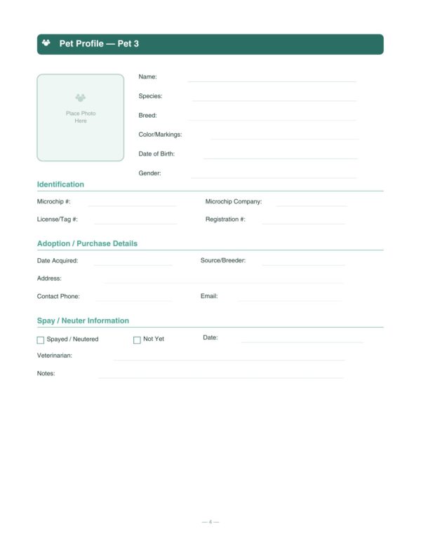 5 Pet Health Record Book