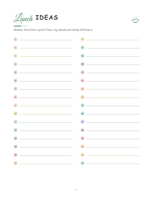 5 New Meal Planner