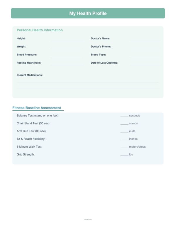 5 Fitness Planner for Seniors