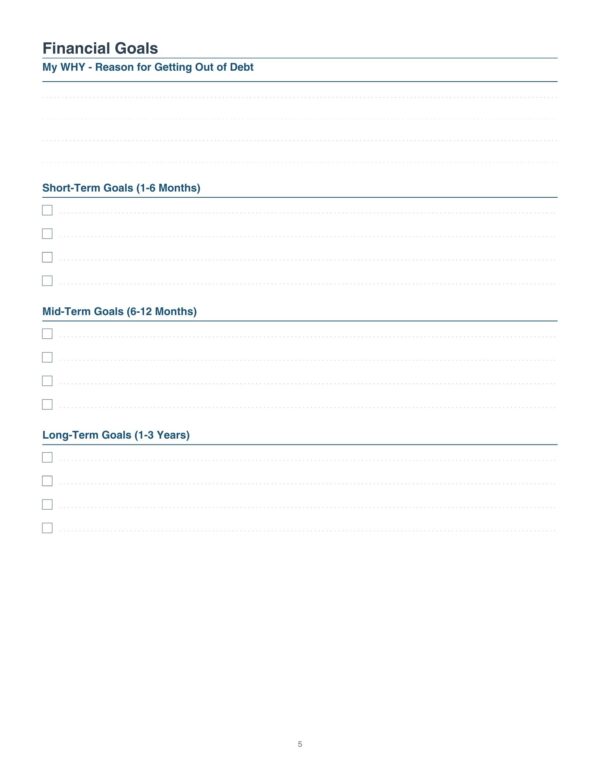 5 Debt Payoff Planner