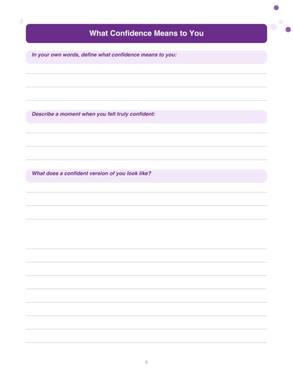 5 Confidence Building Workbook for Women
