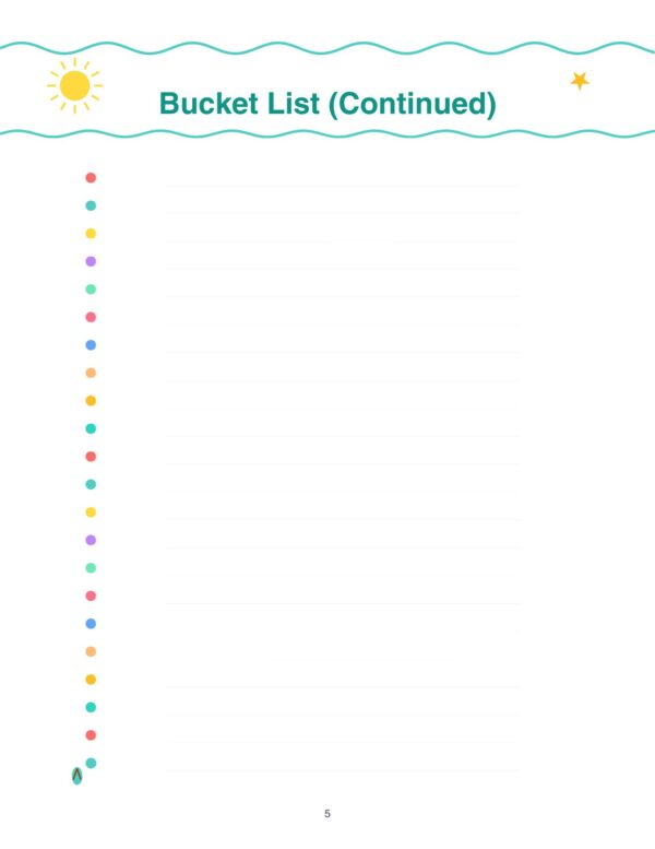 5 Summer Planner