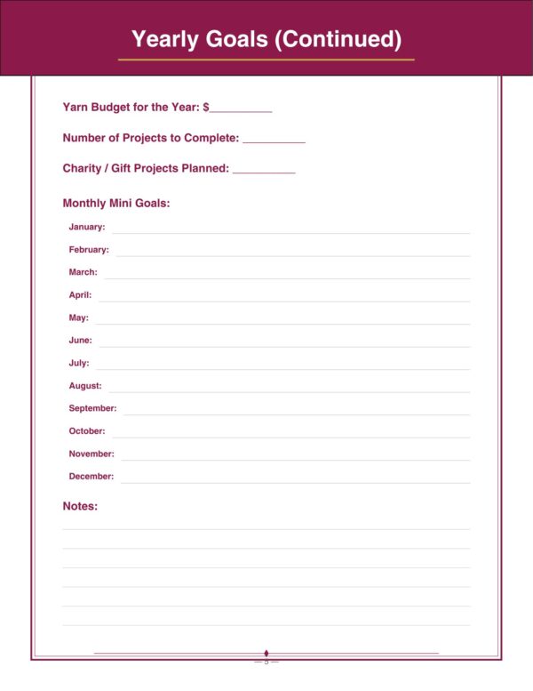 5 Crochet Planner
