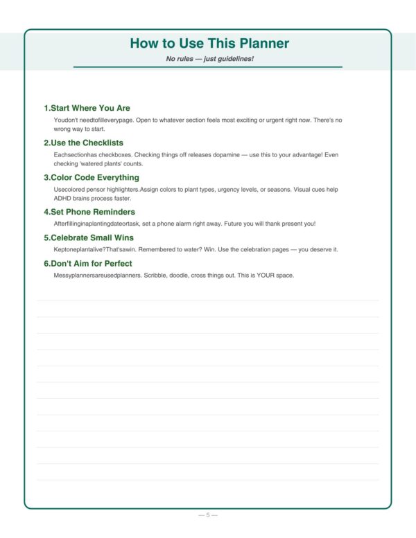 5 ADHD Garden Planner