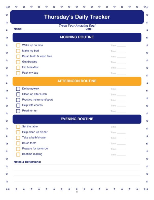 5 Kids Chore Chart
