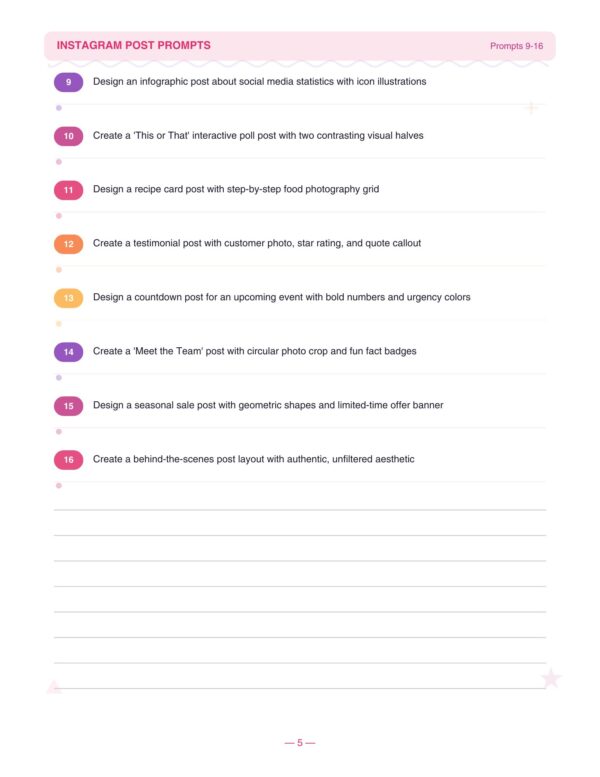 5 Social Media Design Prompt Planner