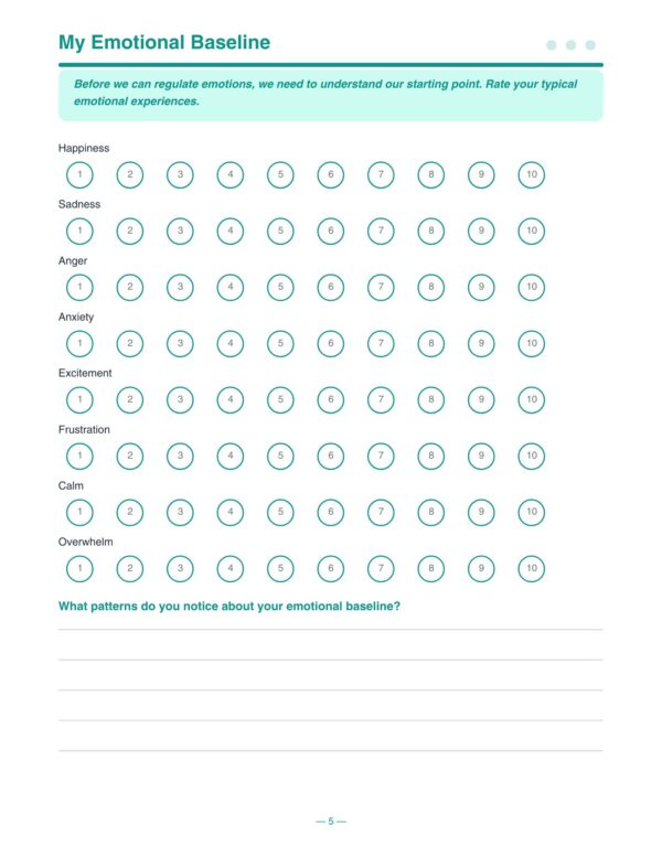 5 ADHD Emotional Regulation Workbook