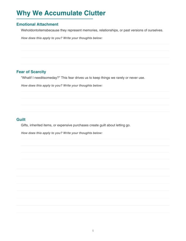 5 Declutter Workbook