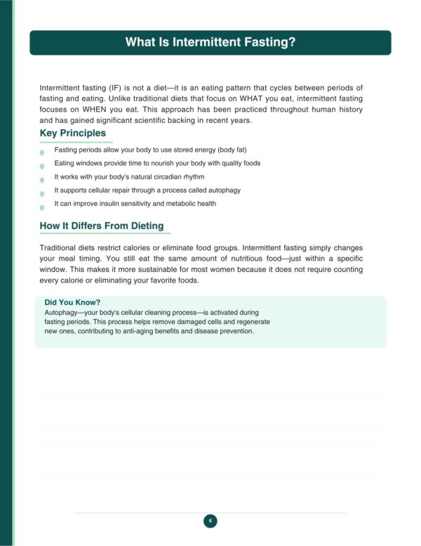 6 Intermittent Fasting Workbook for Women