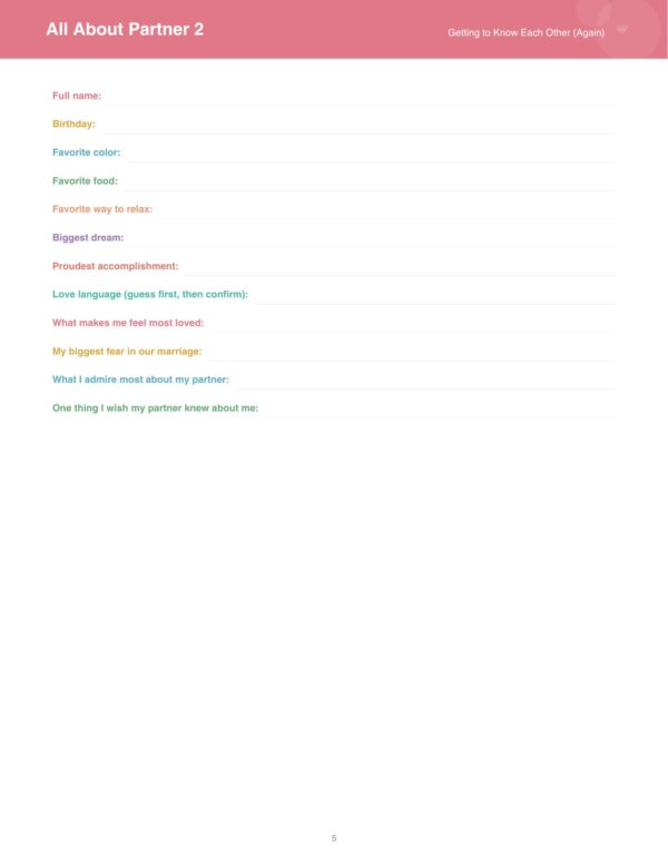 6 marriage workbook for couples
