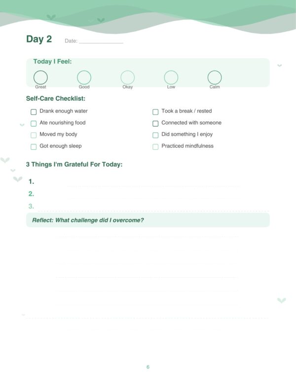 6 Guided Self Care Journal