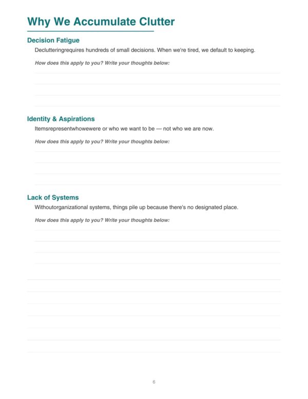 6 Declutter Workbook