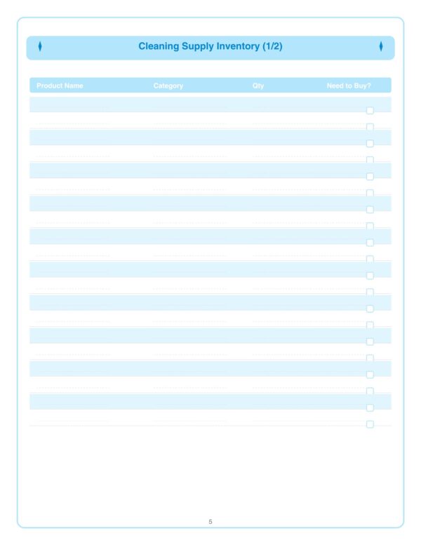 Home Cleaning Schedule Planner