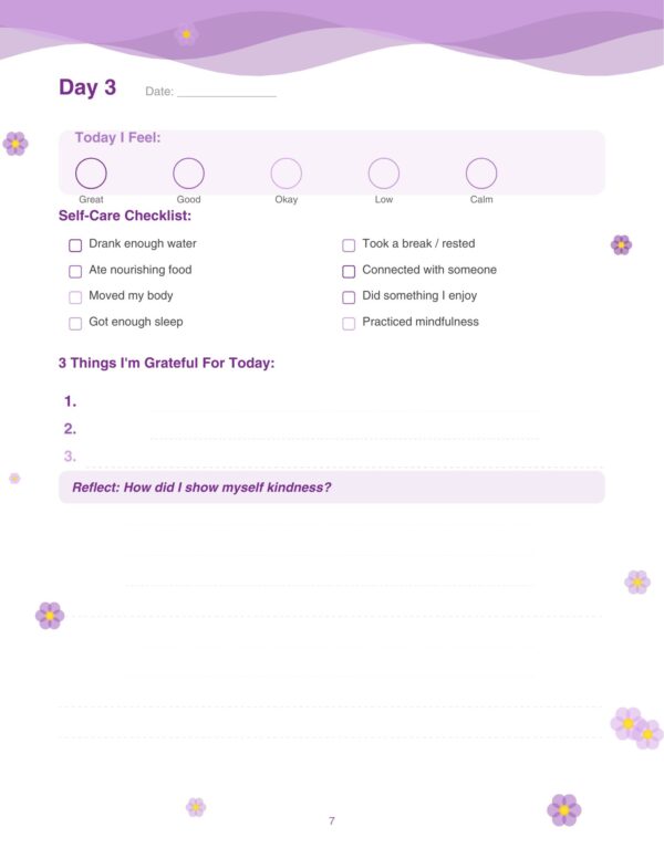 7 Guided Self Care Journal