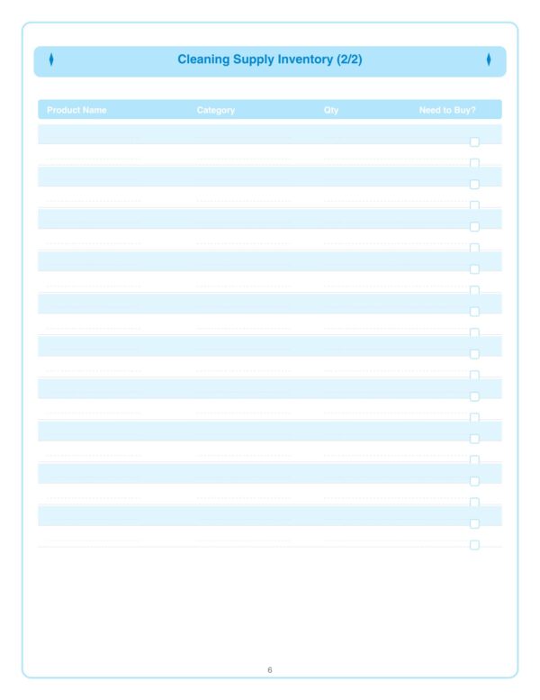 Home Cleaning Schedule Planner