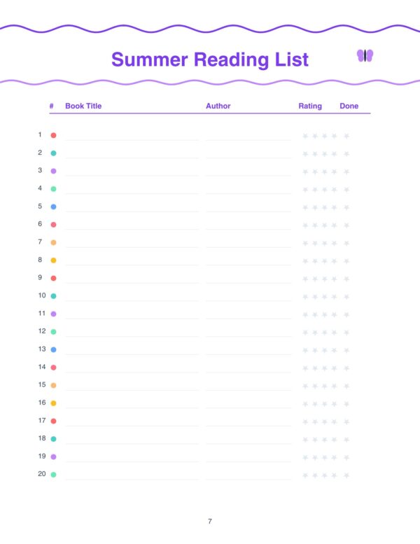 7 Summer Planner