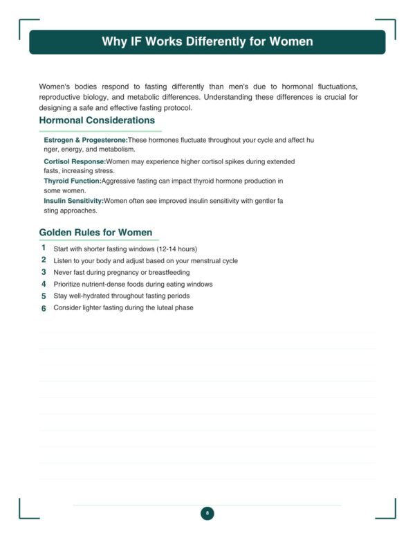 8 Intermittent Fasting Workbook for Women