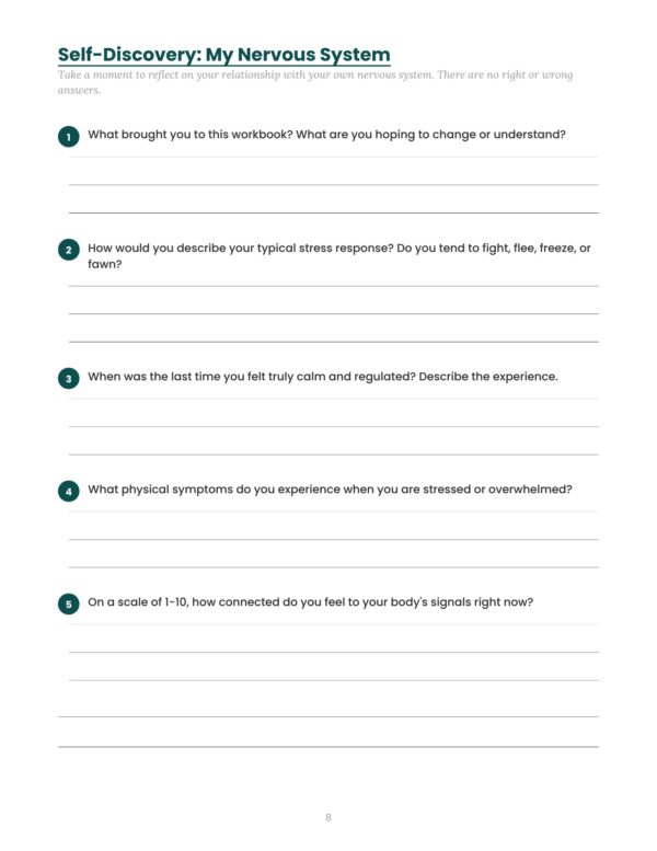 Nervous System Regulation Workbook