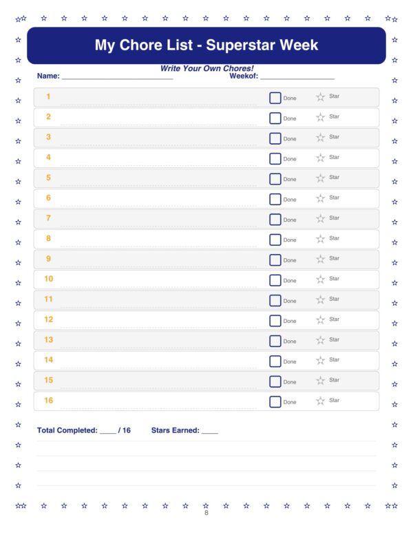 8 Kids Chore Chart