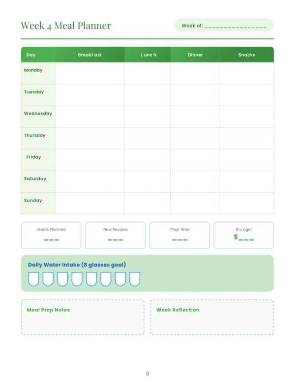 8 Vegan Meal Planner Workbook