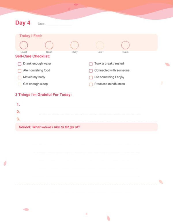 8 Guided Self Care Journal